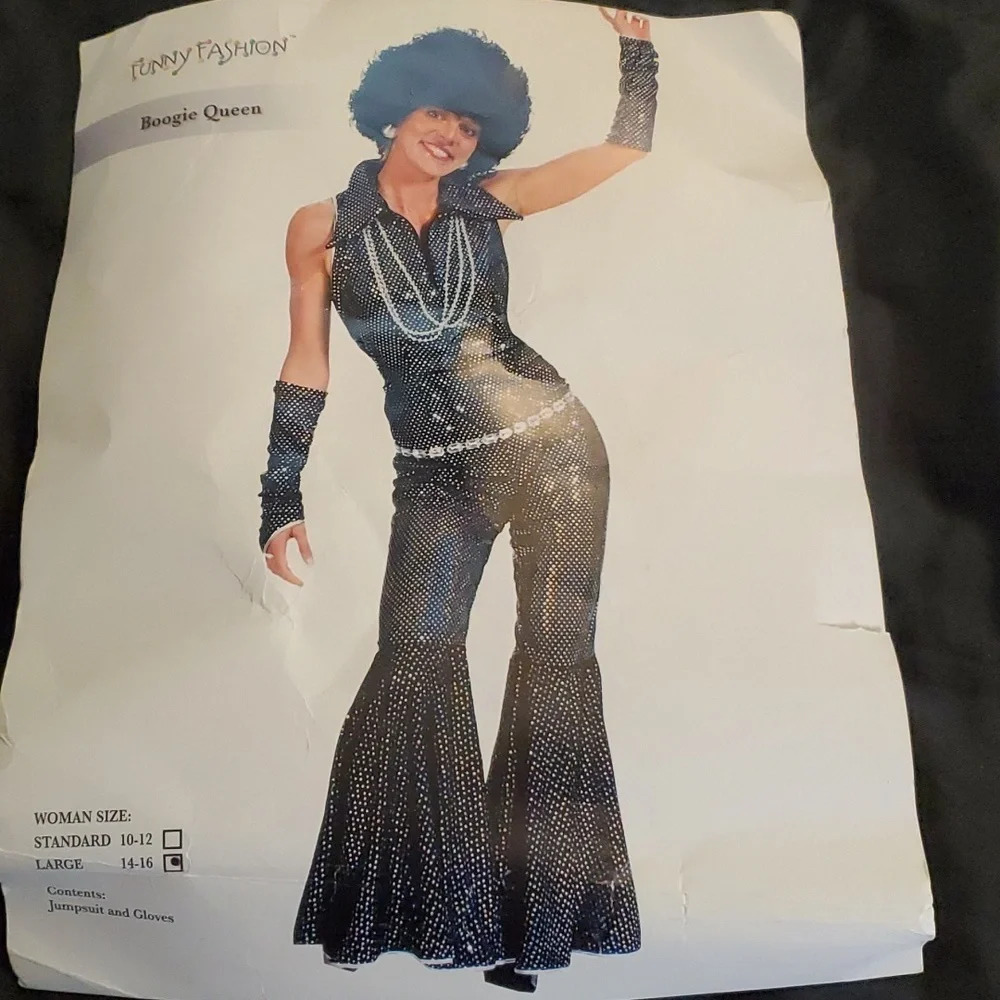 Womens Boogie Queen Disco Costume with Gloves